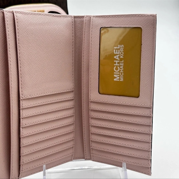 Michael Kors Medium Jaycee Zip Packet Backpack & Trifold Wallet Powder Blush - Picture 5 of 10